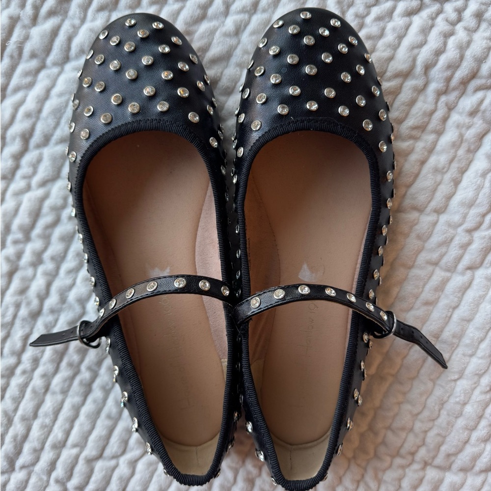 Studded Black Mary Jane Flats